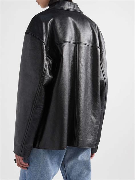 celine oversized leather jacket